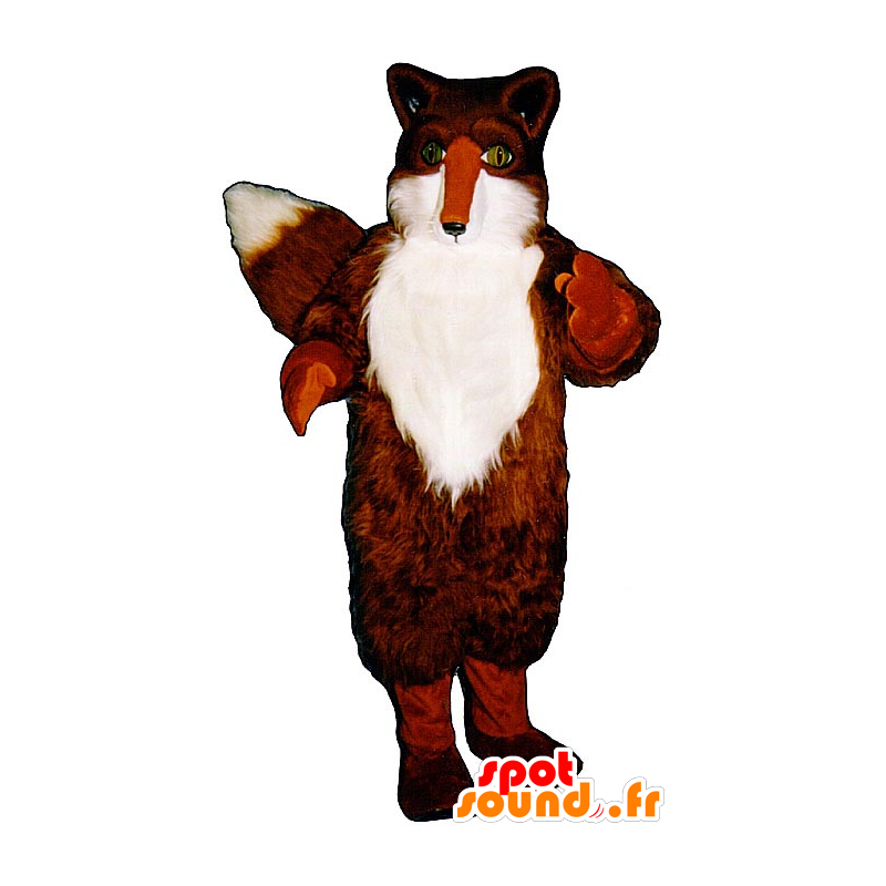 Oranje en witte vos mascotte, groene ogen - MASFR21070 - Fox Mascottes