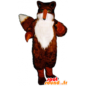 Mascotte de renard orange et blanc, aux yeux verts - MASFR21070 - Mascottes Renard