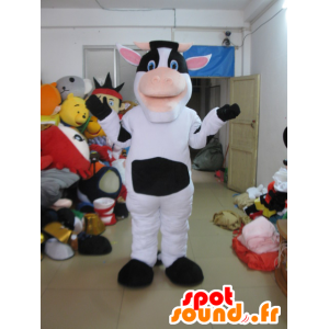 Mascotte de vache blanche et noire - MASFR21072 - Mascottes Vache