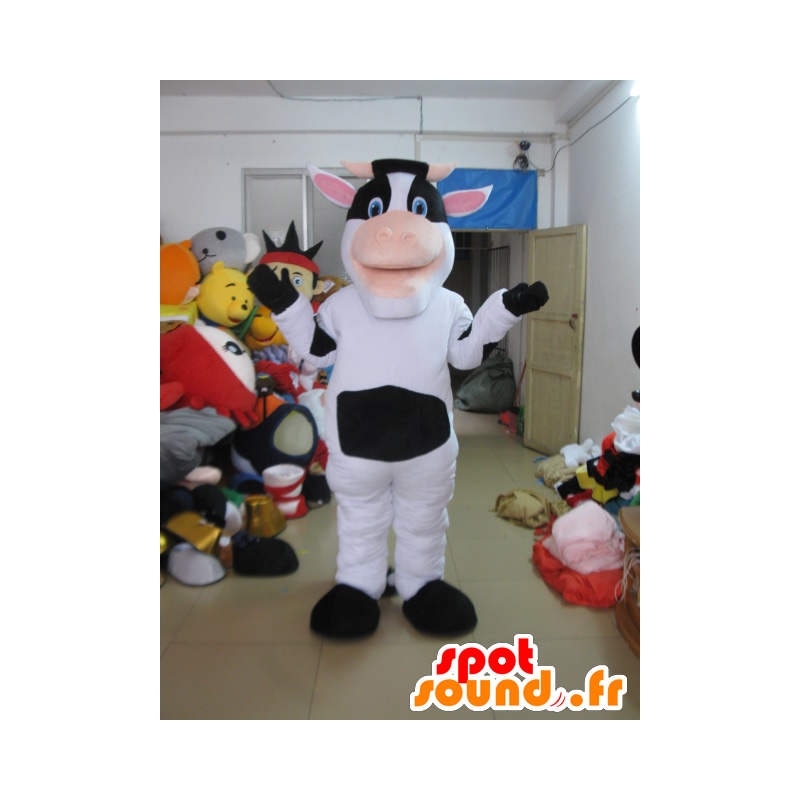 Hvid og sort ko maskot - Spotsound maskot kostume