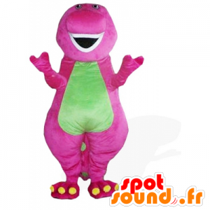 Mascotte de dragon rose et vert - MASFR21075 - Mascotte de dragon