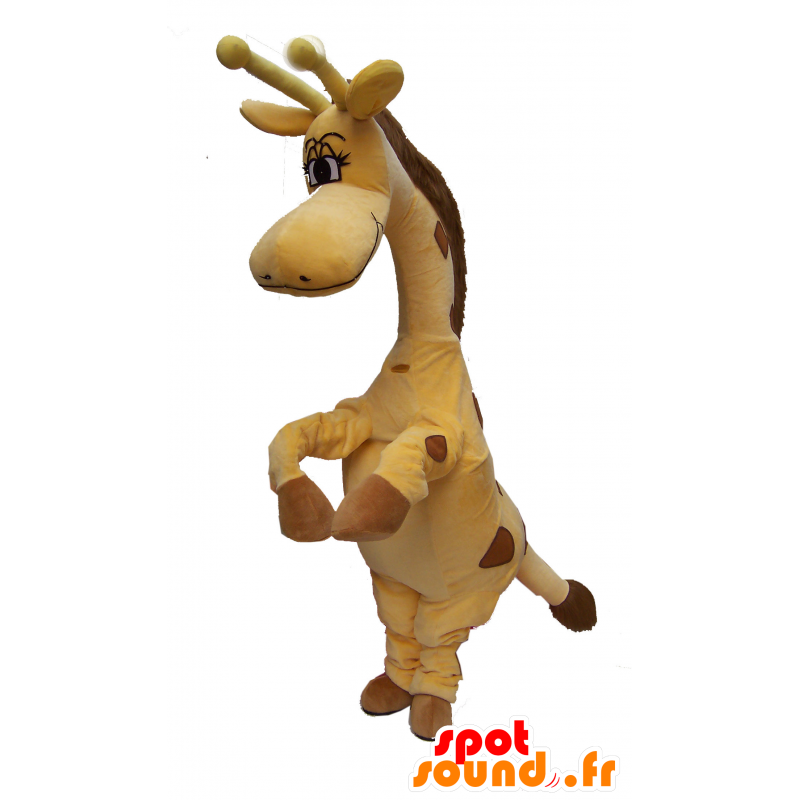 Keltainen ja ruskea kirahvi maskotti - MASFR21079 - Mascottes de Girafe