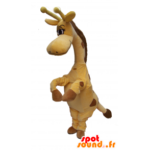 Gul og brun giraf maskot - Spotsound maskot kostume