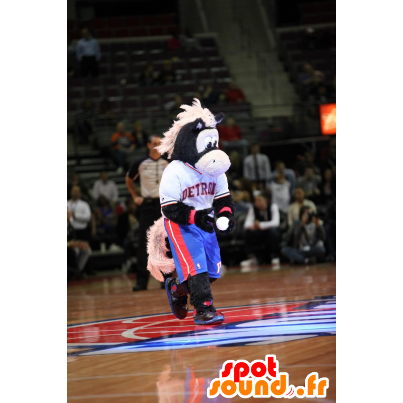 Horse mascot, black and white foal - MASFR21080 - Mascots horse Horse mascot, black and white foal - MASFR21080 - Mascots horse