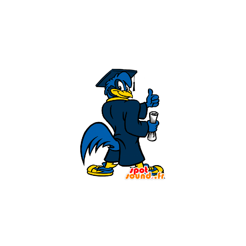 Blå fågelmaskot, nyutbildad - Spotsound maskot