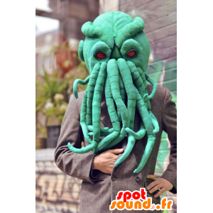 Green octopus hoofd mascotte, realistische - MASFR21082 - Heads mascottes