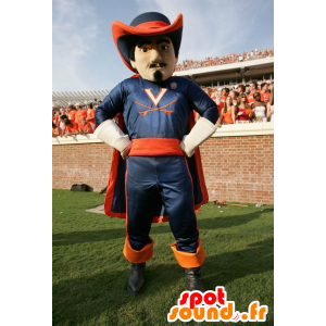 Mascot orange and blue musketeer - MASFR21088 - Mascots of soldiers