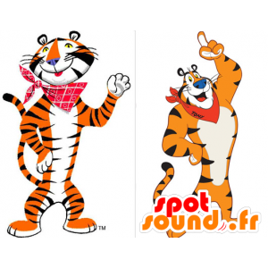 Tiger Mascot Frosties kuuluisa oranssi tiikeri, valkoinen ja musta - MASFR21099 - Tiger Maskotteja