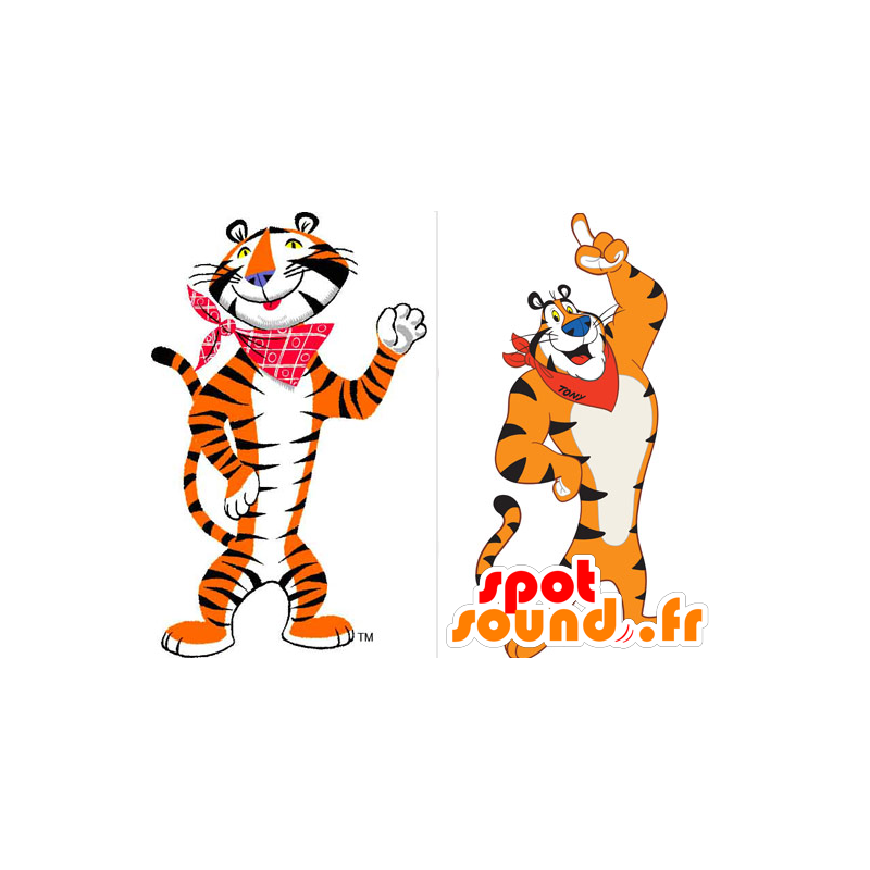 Tiger Mascot Frosties kuuluisa oranssi tiikeri, valkoinen ja musta - MASFR21099 - Tiger Maskotteja Tiger Mascot Frosties kuuluisa oranssi tiikeri, valkoinen ja musta - MASFR21099 - Tiger Maskotteja