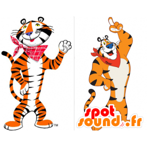 Tiger Mascot Frosties kuuluisa oranssi tiikeri, valkoinen ja musta - MASFR21099 - Tiger Maskotteja