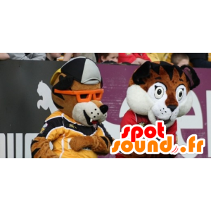2 μασκότ τίγρης, καφέ και λευκό - MASFR21101 - Tiger Μασκότ