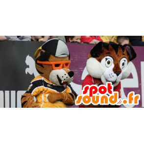 2 μασκότ τίγρης, καφέ και λευκό - MASFR21101 - Tiger Μασκότ