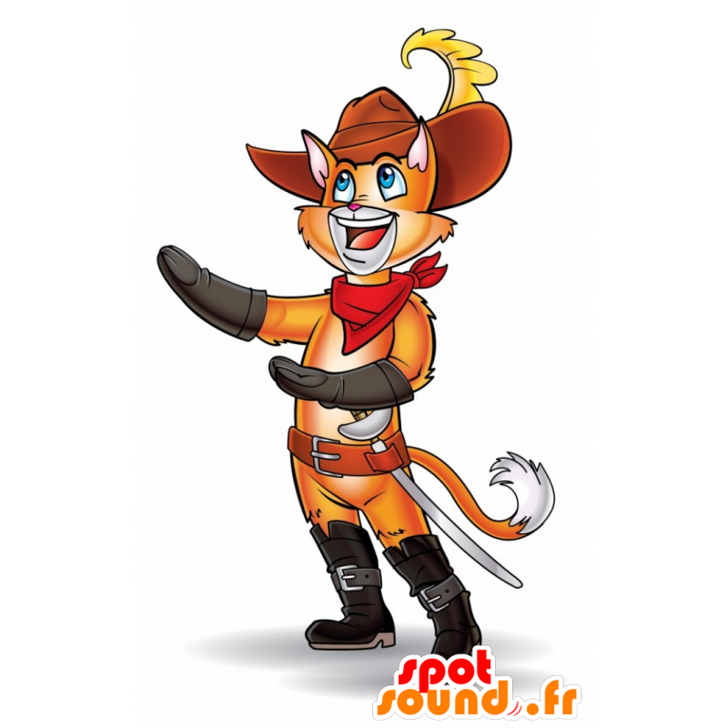 Orange puss i støvler maskot - Spotsound maskot kostume
