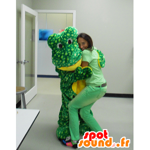 Groen en geel kikker mascotte, gespot - MASFR21105 - Kikker Mascot