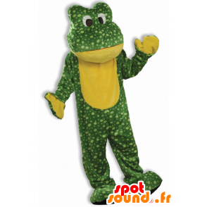 Mascotte de grenouille verte et jaune, à pois - MASFR21105 - Mascottes Grenouille