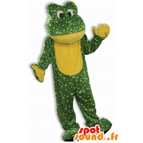 Zelená a žlutá žába maskot, puntíkovaný - MASFR21105 - žába maskot
