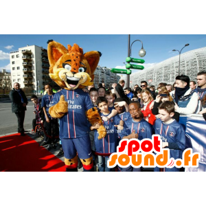 Arancione mascotte lince, con gli occhi azzurri - MASFR21113 - Mascotte Fox