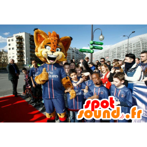 Orange lynx maskot med blå øjne - Spotsound maskot kostume