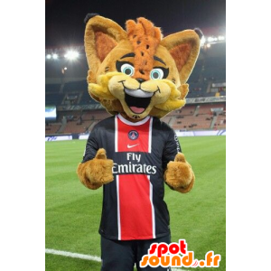 Arancione mascotte lince, con gli occhi azzurri - MASFR21113 - Mascotte Fox