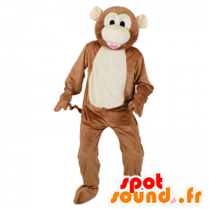 Brun og hvid abemaskot - Spotsound maskot kostume