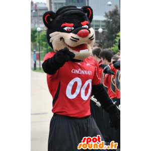 Black Cat Mascot, bege e vermelho - MASFR21116 - Mascotes gato