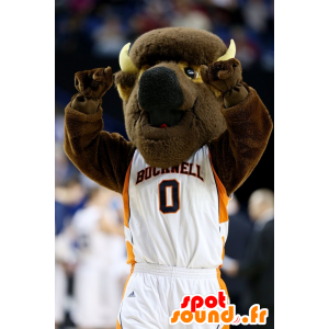 Bruin buffels mascotte in sportkleding - MASFR21118 - sporten mascotte