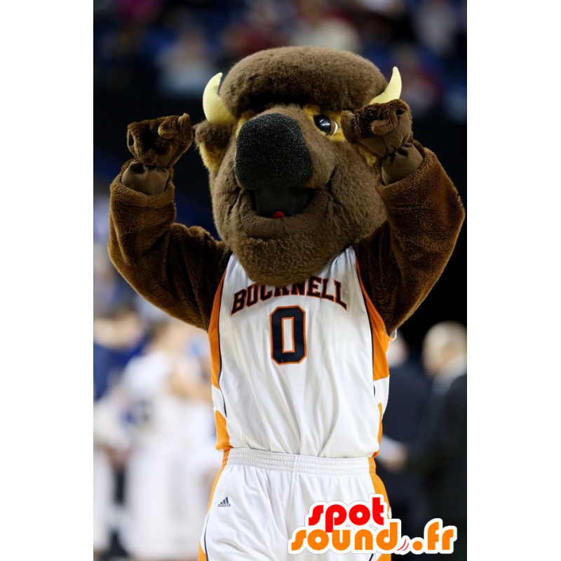 Bruin buffels mascotte in sportkleding - MASFR21118 - sporten mascotte Bruin buffels mascotte in sportkleding - MASFR21118 - sporten mascotte