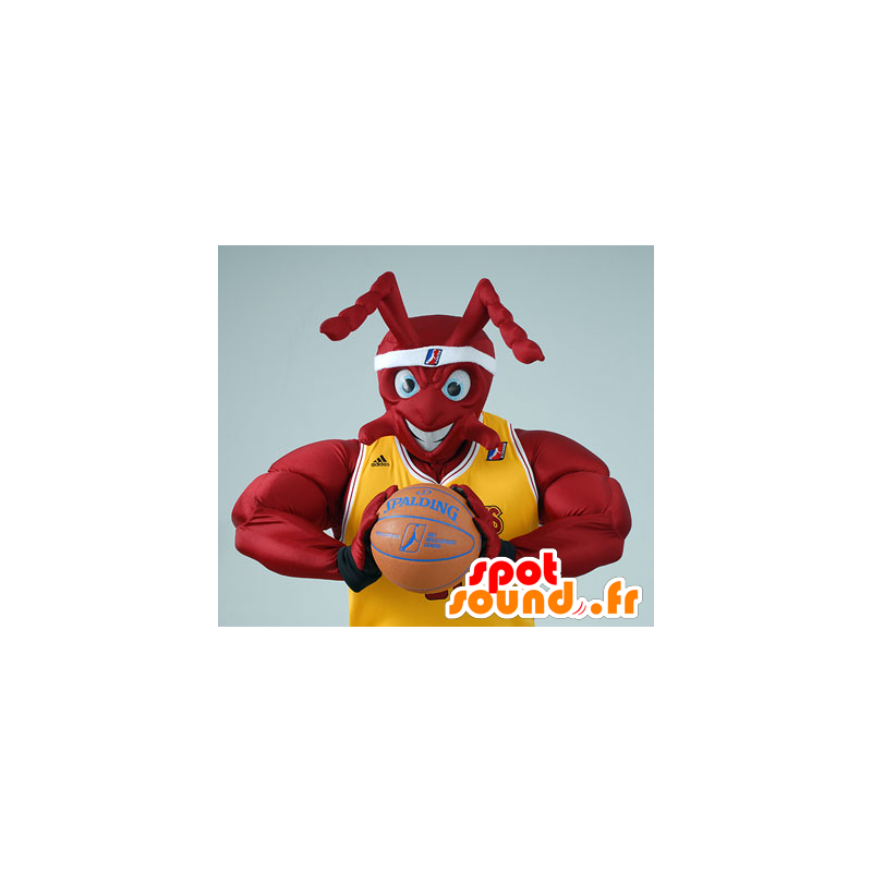 Mascot formiga vermelha muscular, realizada em Basketball - MASFR21119 - Ant Mascotes