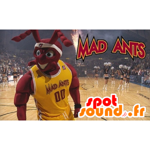 Muskulös röd myra maskot, i basketdräkt - Spotsound maskot