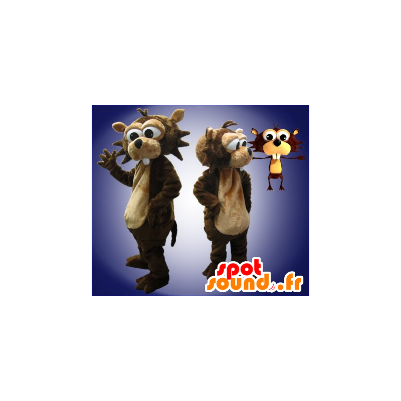 Brun og beige bævermaskot - Spotsound maskot kostume