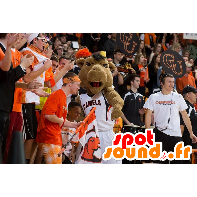 Brun kamelmaskot i sportkläder - Spotsound maskot Brun kamelmaskot i sportkläder - Spotsound maskot