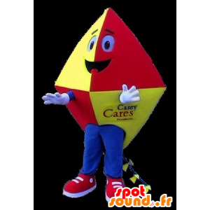 Mascot rød kite, gul og blå - MASFR21125 - Stag og Doe Mascots