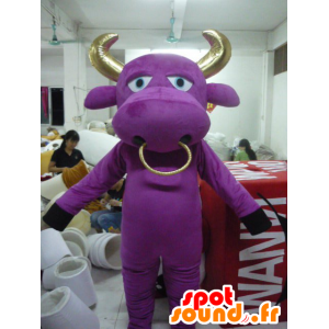 紫と金色の牛のマスコット、雄牛-MASFR21126-牛のマスコット