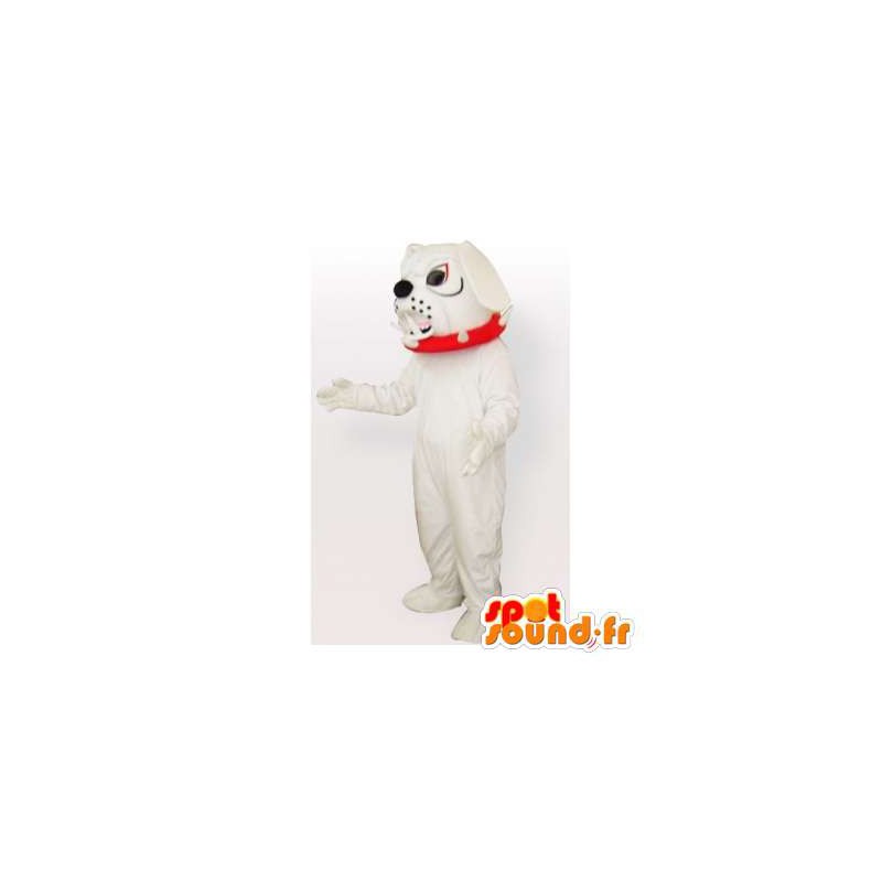 Bianco bulldog mascotte. Bulldog costume - MASFR006449 - Mascotte cane