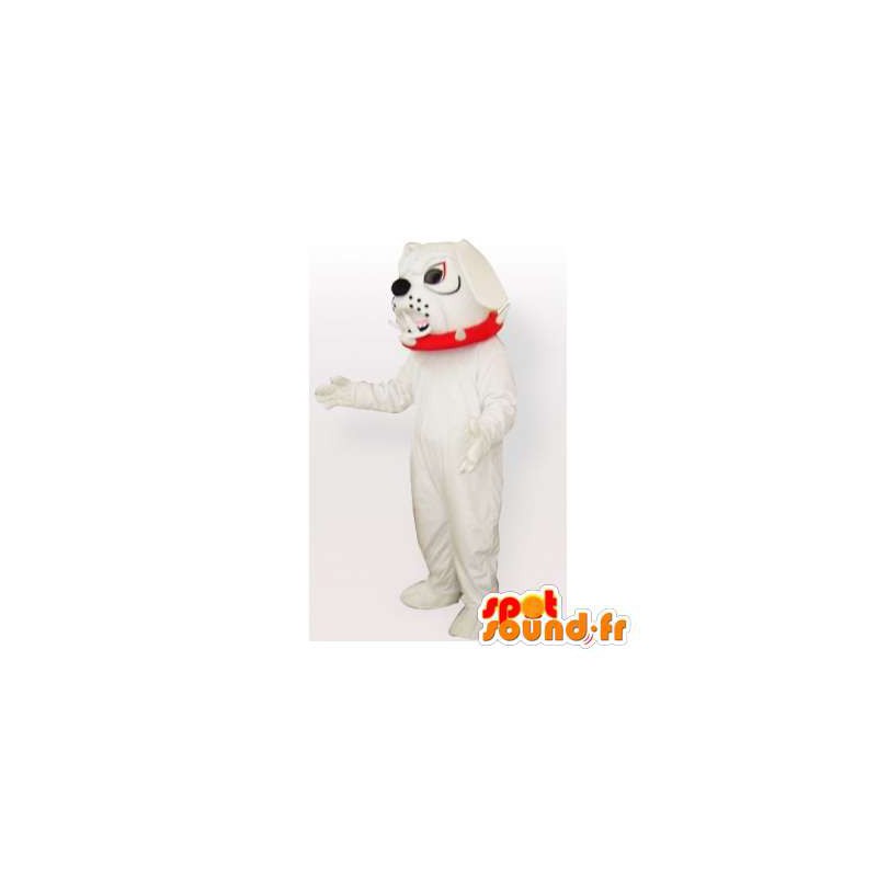 白いブルドッグのマスコット。ブルドッグコスチューム-MASFR006449-犬のマスコット