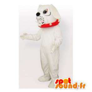 Bianco bulldog mascotte. Bulldog costume - MASFR006449 - Mascotte cane