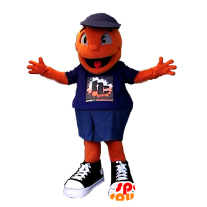 Oranje sneeuwman mascotte, vrolijk - MASFR21129 - Niet-ingedeelde Mascottes