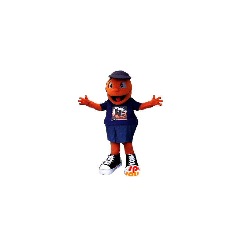 Oranje sneeuwman mascotte, vrolijk - MASFR21129 - Niet-ingedeelde Mascottes