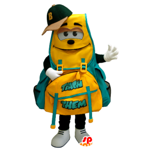 Back yellow and green bag mascot - MASFR21132 - Mascots of objects