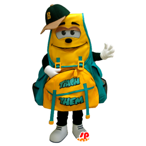 Back yellow and green bag mascot - MASFR21132 - Mascots of objects