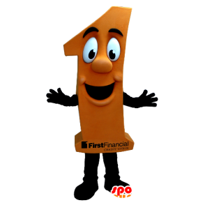 Mascotte du chiffre 1, orange - MASFR21141 - Mascottes non-classées