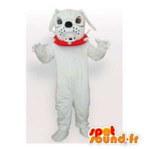 Bianco bulldog mascotte. Bulldog costume - MASFR006449 - Mascotte cane