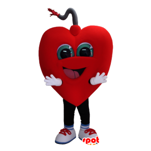 Mascotte de cœur géant et souriant - MASFR21154 - Mascotte Saint-Valentin