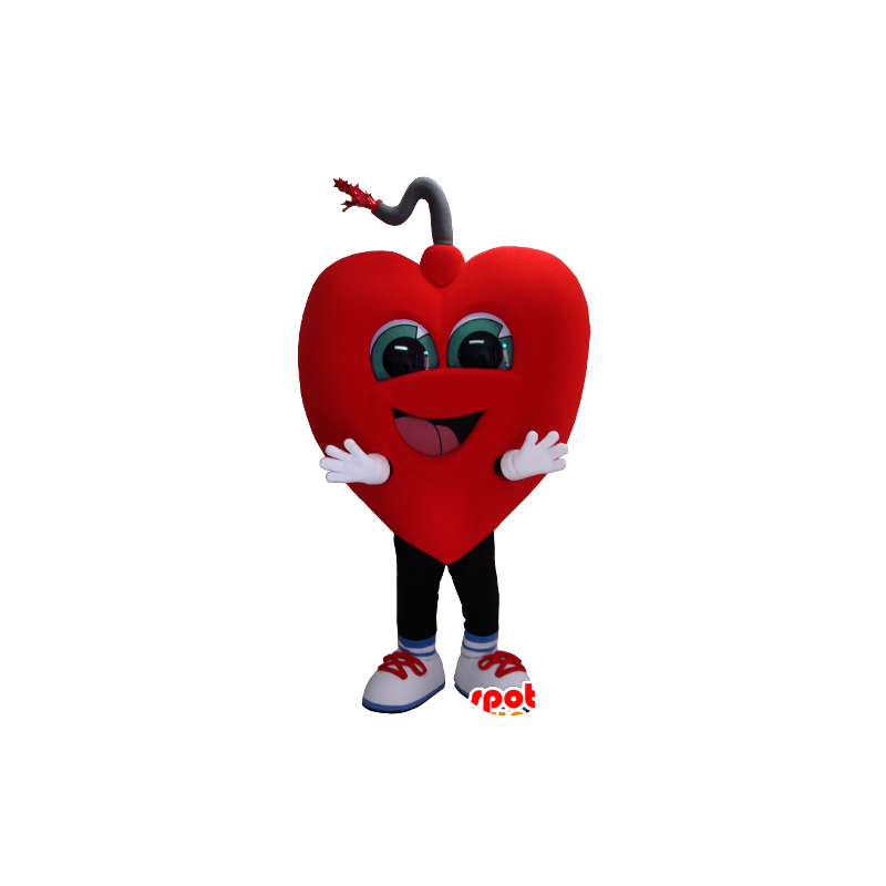 Mascotte de cœur géant et souriant - MASFR21154 - Mascotte Saint-Valentin
