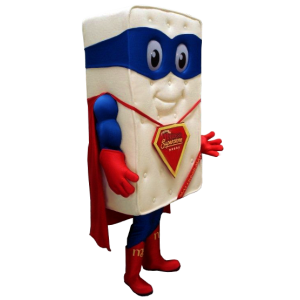 Mattress Giant mascot dressed as superhero - MASFR21160 - Superhero mascot