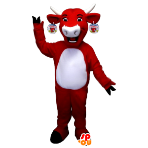 Krávou maskot Kiri, červené a bílé - MASFR21164 - kráva Maskoti