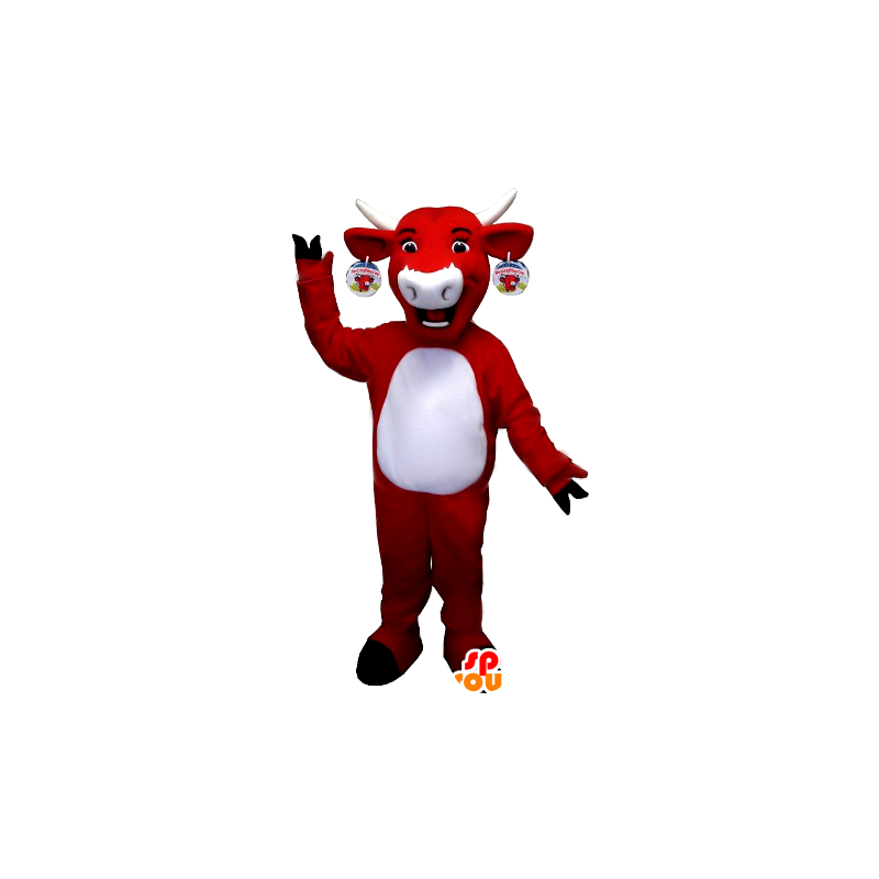 Kuh Maskottchen Kiri, rot und weiß - MASFR21164 - Maskottchen Kuh Kuh Maskottchen Kiri, rot und weiß - MASFR21164 - Maskottchen Kuh