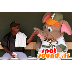 Mascot grau und rosa Elefanten, Riesen - MASFR21167 - Elefant-Maskottchen