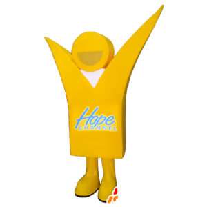 Yellow guy mascot, smiling - MASFR21170 - Mascots unclassified