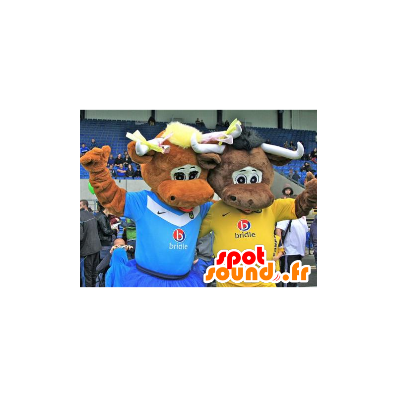 2 maskoti hnědé krávy - točivý moment Mascot - MASFR21171 - kráva Maskoti 2 maskoti hnědé krávy - točivý moment Mascot - MASFR21171 - kráva Maskoti